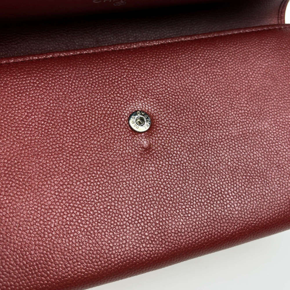 CHANEL Authentic Red Leather Logo Wallet - Picture 6 of 11